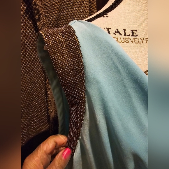 Escada Sheath Dress Blue Beaded Accents Sleeveless Perfect ! - Picture 5 of 7